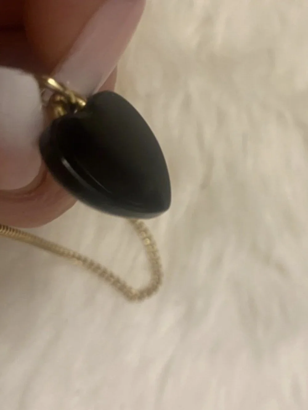CHANEL Black Heart Pendant Necklace